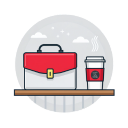 Coffee and briefcase for corporate coffee service