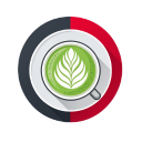 Matcha latte with green leaf foam design