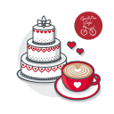 Wedding cake and latte art for wedding coffee catering