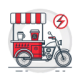 Electric coffee bike icon – eco-friendly mobile espresso service